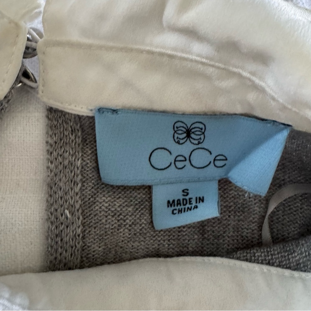 Cece gray and white pearl headed collared sweater - Picture 6 of 6